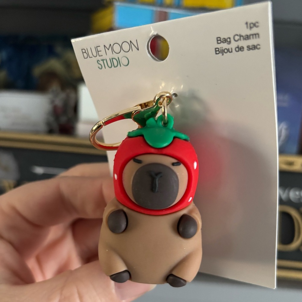 Strawberry Capybara Silicone Bag Charm - Picture 2 of 5